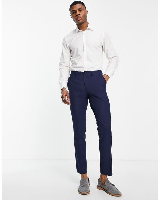 Jack & Jones Blue Premium Slim Fit Stretch Suit Trousers for men