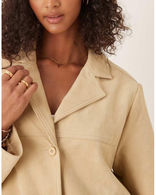 Chaqueta Amarillo Pastel De Estilo Años 70 De Ante Auténtico De -Marrón ASOS de color Pink