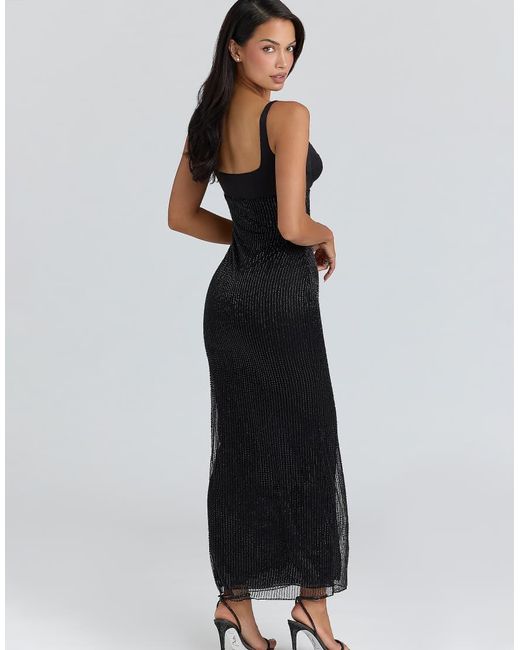 House Of Cb Black Ari Hand Beaded Embellished Maxi Dress
