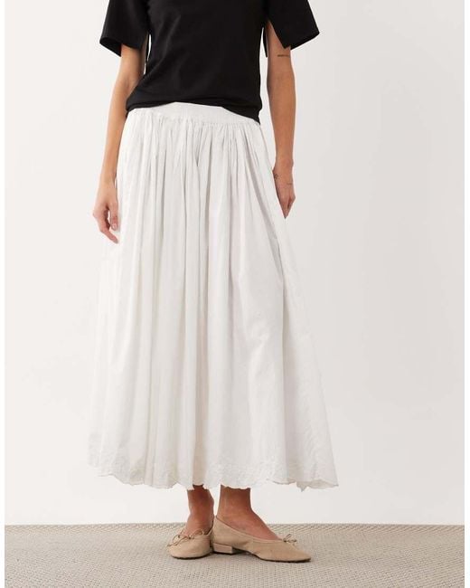 ASOS White Embroidered Hem Co-ord Midi Skirt