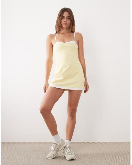Abercrombie & Fitch Natural Ypb Sculpt Workout Mini Dress With Sweetheart Neck