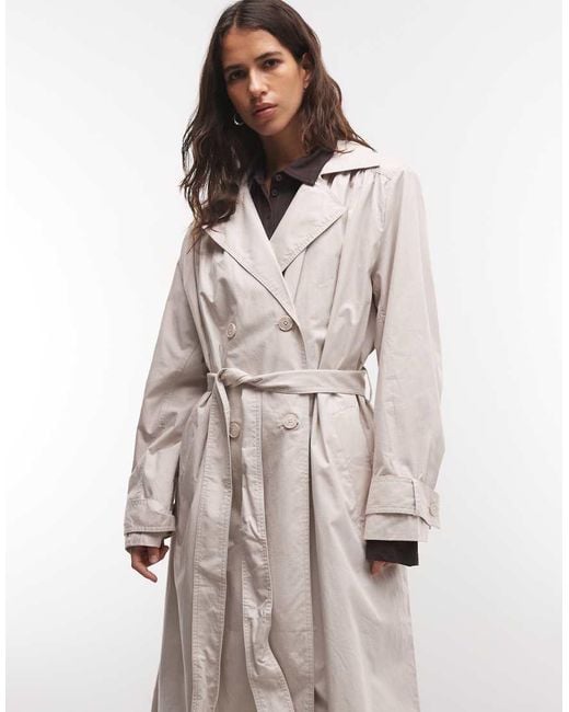 Monki Natural Longline Trench Coat