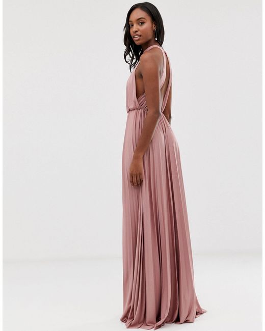 halter pleated maxi dress