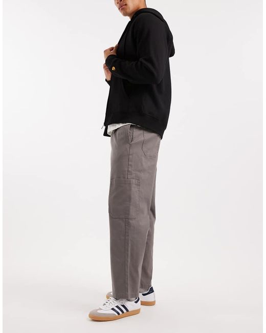 ASOS Black Relaxed Tapered Cargo Trousers for men