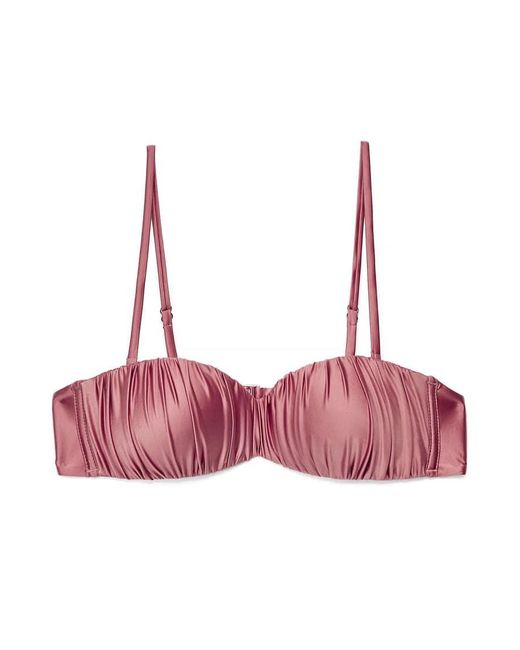 NA-KD Brown Shiny Padded Bandeau Bikini