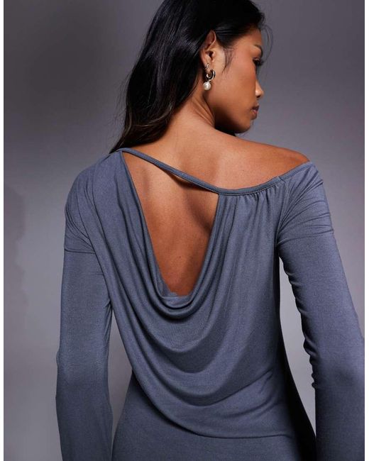 ASOS Blue Cowl Open Back Maxi Dress
