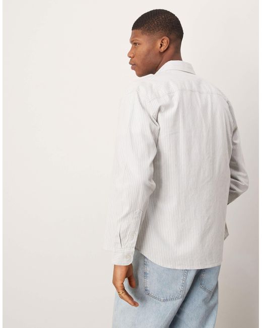 Abercrombie & Fitch – langärmliges cropped-leinenhemd in White für Herren