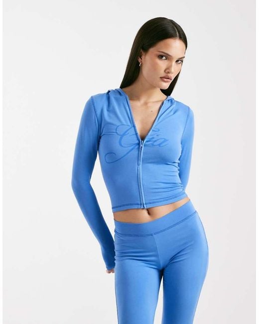 I.AM.GIA Blue Blare Logo Contrast Stitch Zip Through Hoodie