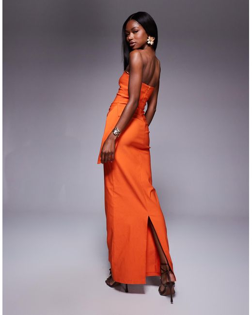 Vesper Blue – trägerloses maxikleid aus bengaline