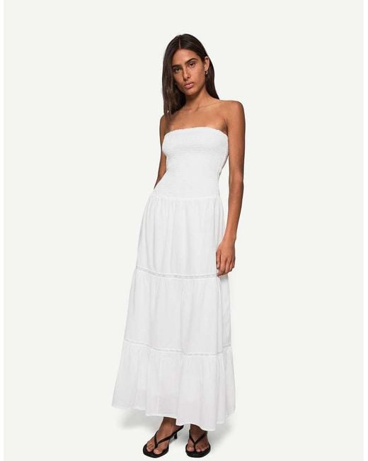Bershka White Bandeau Midi Dress