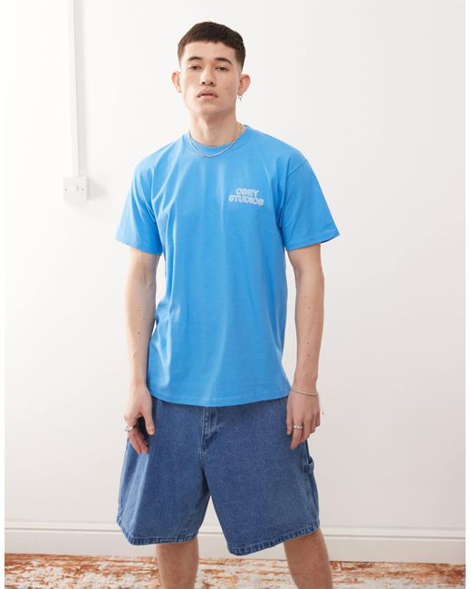 T-shirt imprimé au dos avec logo graphique studios - sarcelle foncé Obey pour homme en coloris Blue