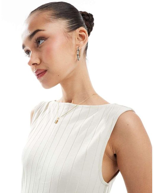ASOS White Sleeveless Wide Rib Jumpsuit