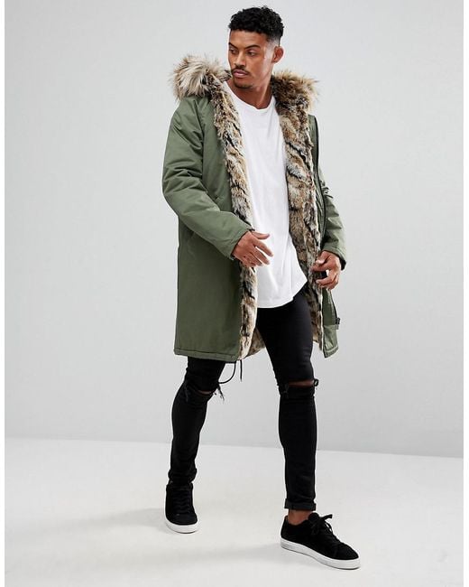 Fur lined top parka jacket mens