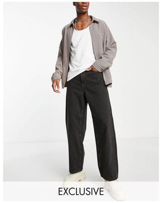 COLLUSION 90s fit baggy pants in black vinyl