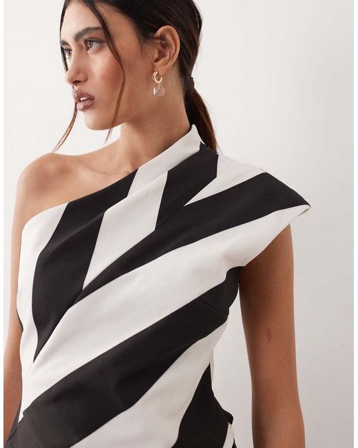 ARRANGE Natural One Shoulder Drape Top
