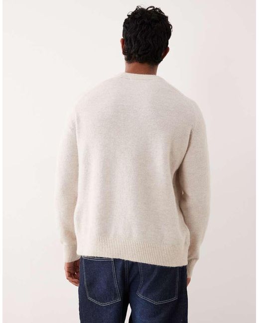 SELECTED White Boxy Alpaca Blend Sweater for men