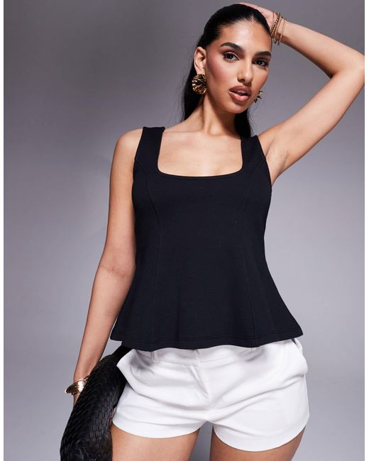 ASOS Blue Premium Ponte Cinched Waist Corset Top