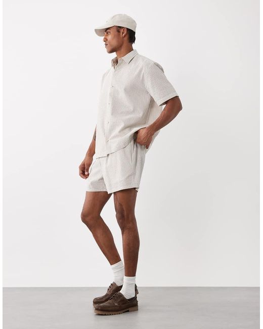 ASOS White Relaxed Seersucker Stripe Shirt for men