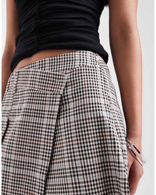 River Island Black Checked Pleated Skort