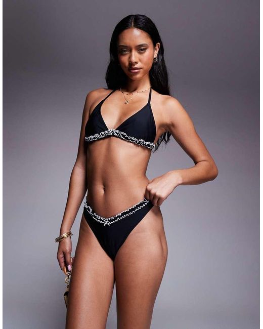 The Frolic Gray Exclusive Contrast Bow Detail Bikini Bottom Co-ord