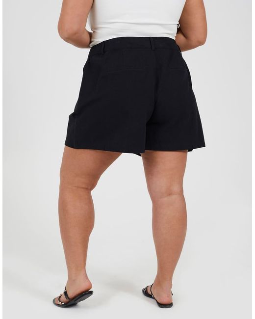 Brave Soul Blue Curve Linen Look Tailored Shorts