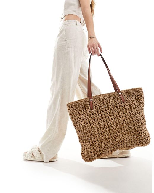 Accessorize Natural Large Beach Straw Tote Bag