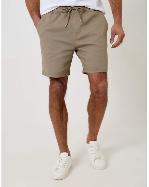 Threadbare Natural Shorter Length Stretch Chino Shorts for men