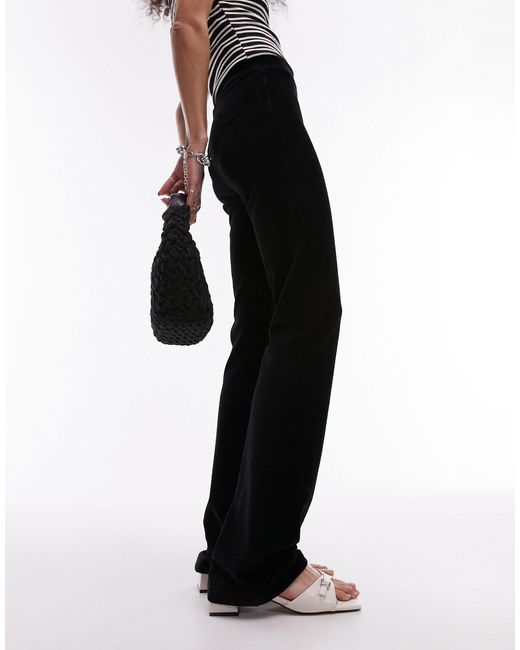 TOPSHOP Black Stretchy Cord Flare Trouser