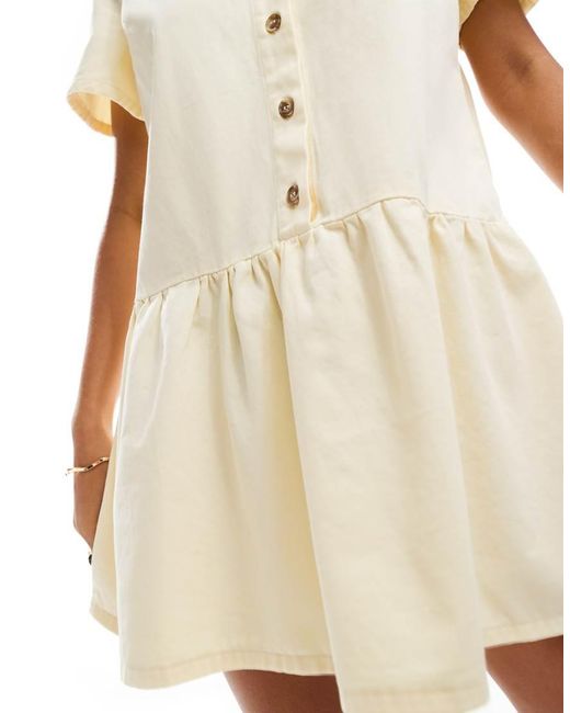 ASOS White Dropped Waist Button Down Dress