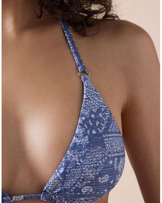 Calzedonia Blue Triangle Bikini Top Paisley