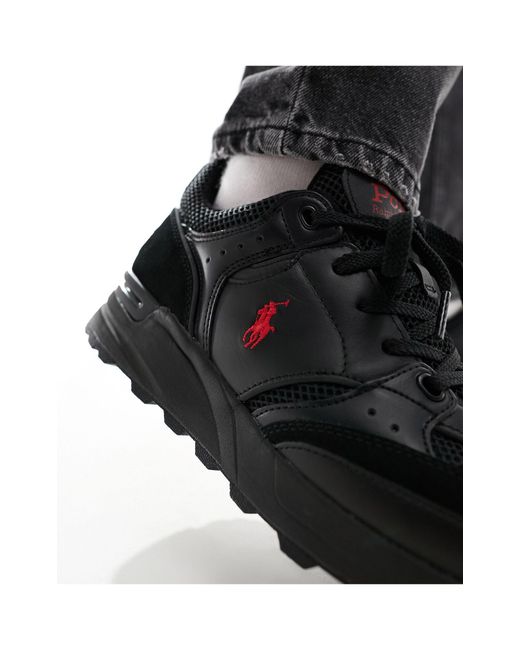 Trackster 200 - sneakers nere con logo rosso di Polo Ralph Lauren in Black da Uomo