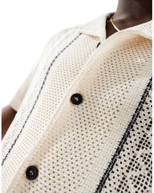 Chemise crochetée rayée - blanc River Island pour homme en coloris White