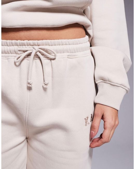 Kaiia Natural Embroidered Logo joggers Co-ord