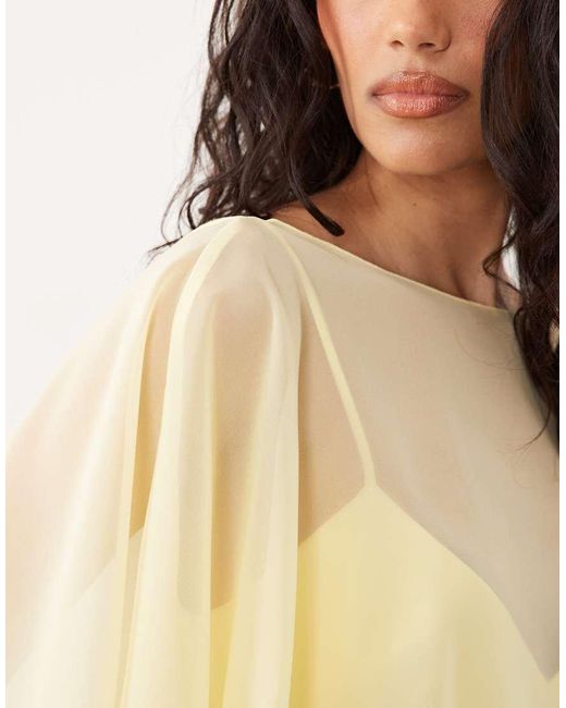 ASOS Natural Satin Chiffon Cape Layer Mini Dress