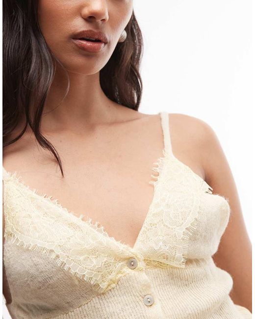 Reclaimed Vintage Multicolor Knitted Lace Trim Cami Top