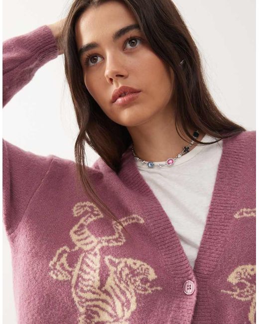RVCA Pink Kitty Cardigan Cardigan