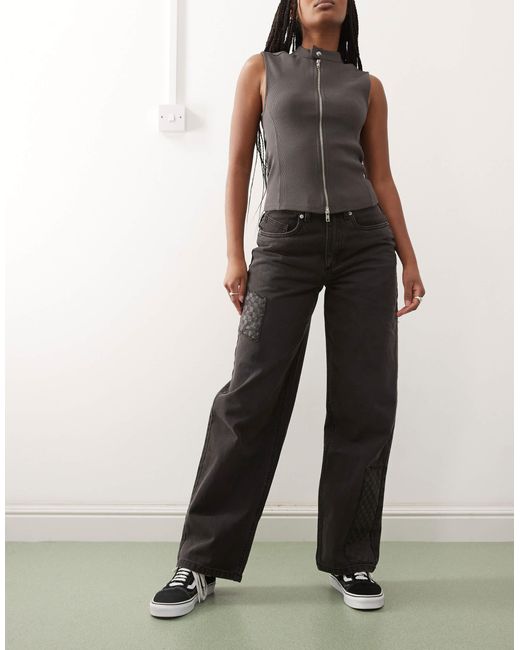 Vans Black Sirelle Patchwork Puddle Pants