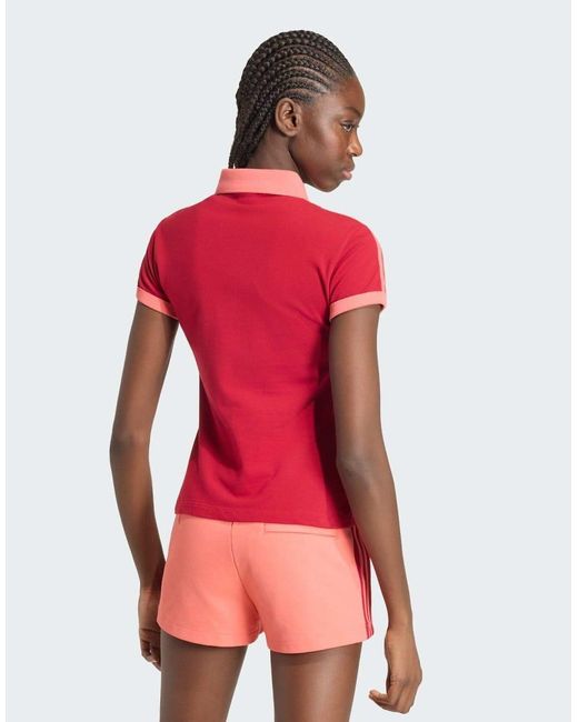 Adidas Originals Red 3-stripes Polo