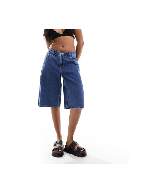Dr. Denim Blue – bree worker – lässige jeans-shorts mit mittelhohem bund und mittlerer stone-waschung