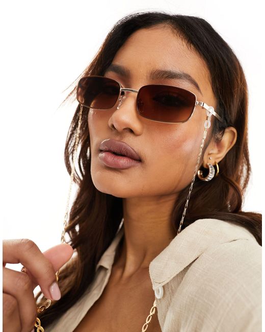 South Beach Brown – sonnenbrillenkette aus metall mit ovalem gliederdesign