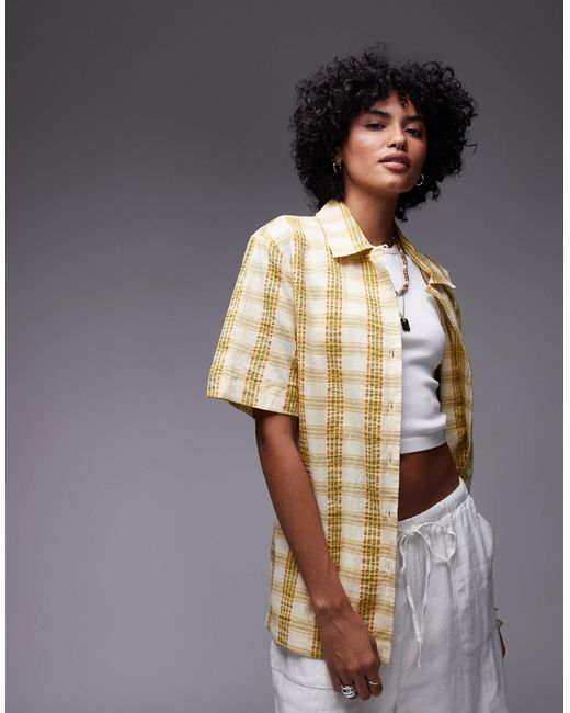 TOPSHOP Yellow – resort – strukturiertes hemd