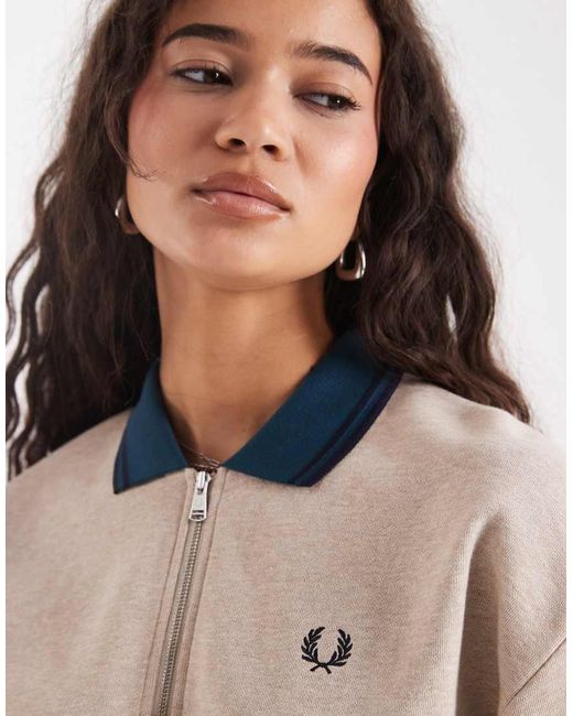 Fred Perry Natural Zip Neck Collar Sweatshirt