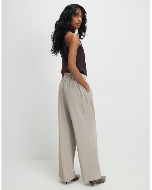 River Island Natural Tailored Elasticated Wide Leg Trousers