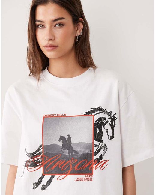 ASOS Natural Oversized T-shirt With Arizona Cowboy Graphic