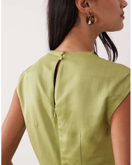 Nobody's Child Green Eden Cap Sleeve Cowl Neck Satin Midaxi Dress