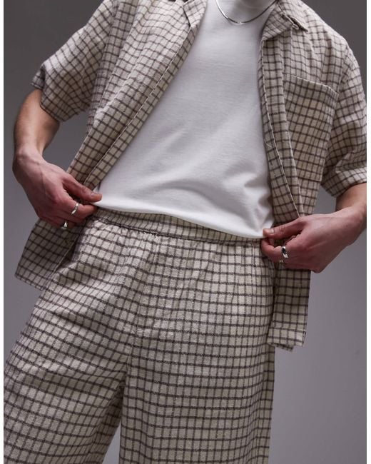 Topman Gray Checked Shorts for men