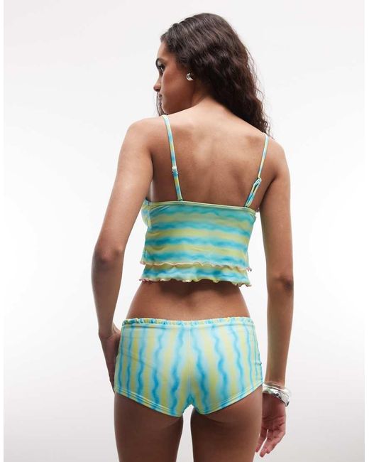 Roxy White Wavy Stripe Micro Bikini Shorts