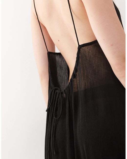 Weekday Black Cyndra Floaty Crepe Maxi Cami Dress