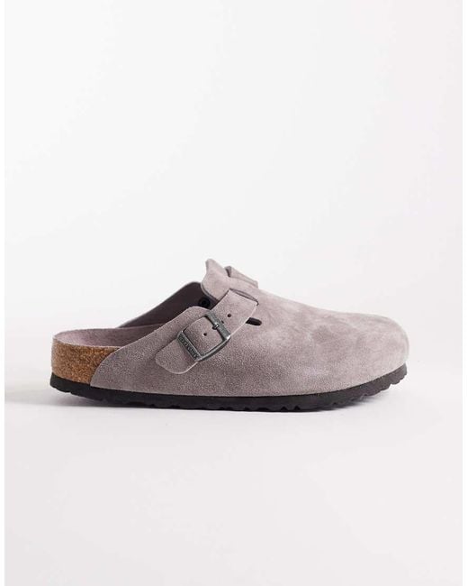 Birkenstock Gray Boston Suede Clogs