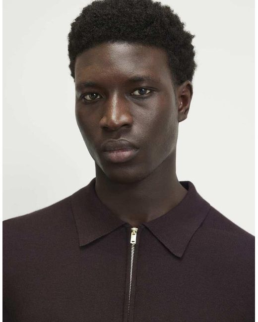 River Island Blue Slim Fit Long Sleeve Polo Shirt for men
